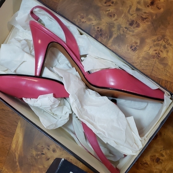 VINTAGE Maserati Coral Leather SlingBack Heels New in Box 8AAA Narrow Beautiful! - Picture 15 of 16